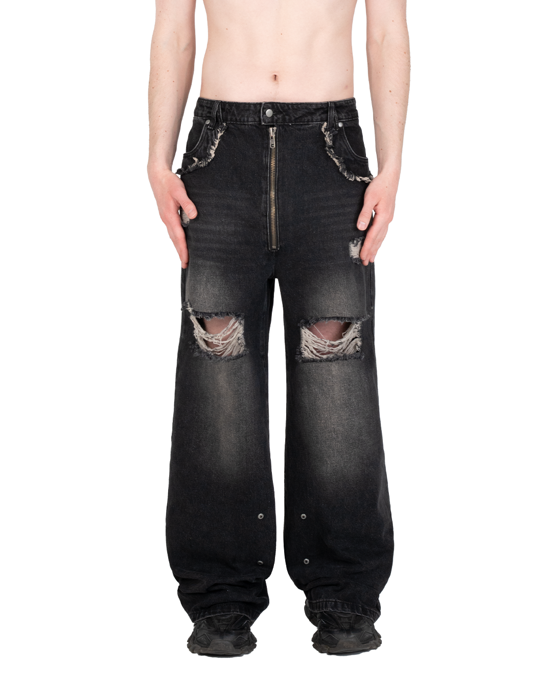 TERRA DENIM JEANS BLACK RIPPED