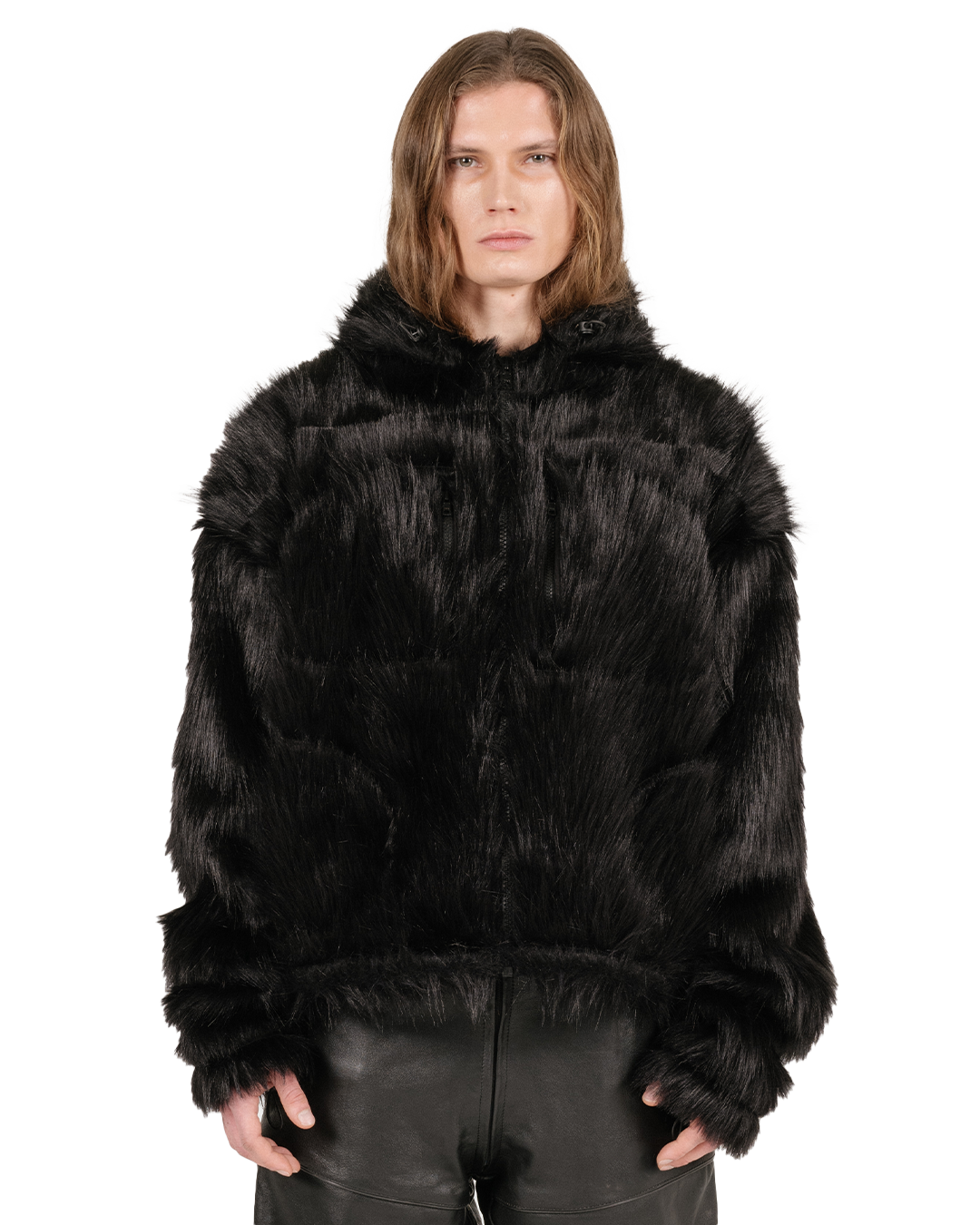 Black faux fur parka shop
