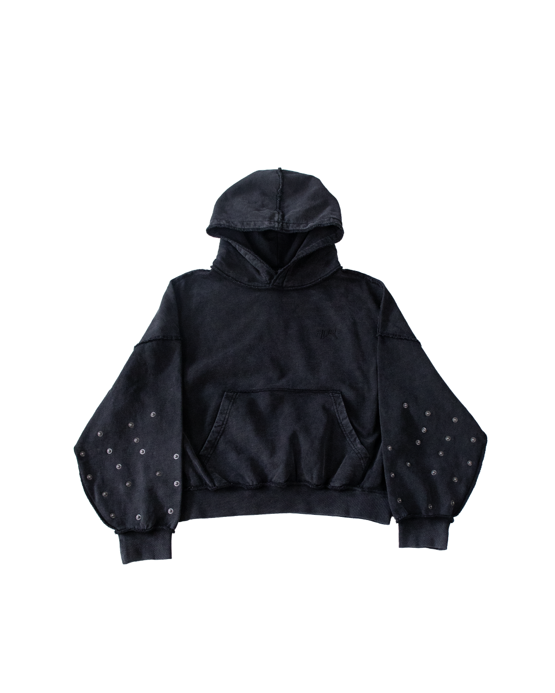 BUTTON HOODIE - BLACK - S (SAMPLE)