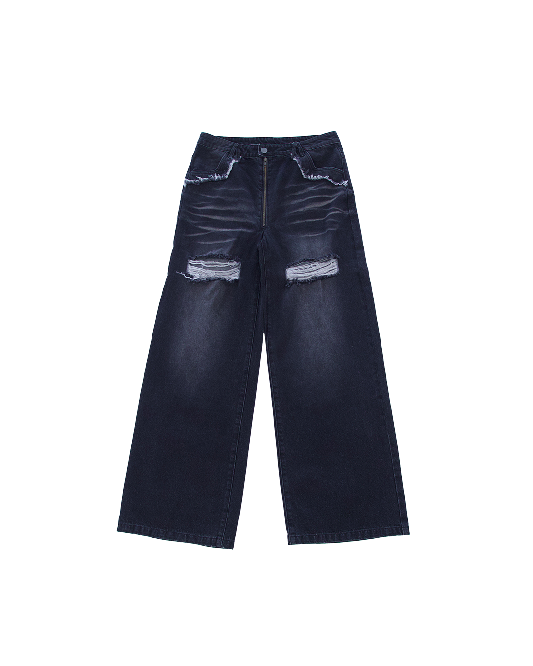 TERRA DENIM JEANS - BLACK RIPPED - L-XL (SAMPLE)