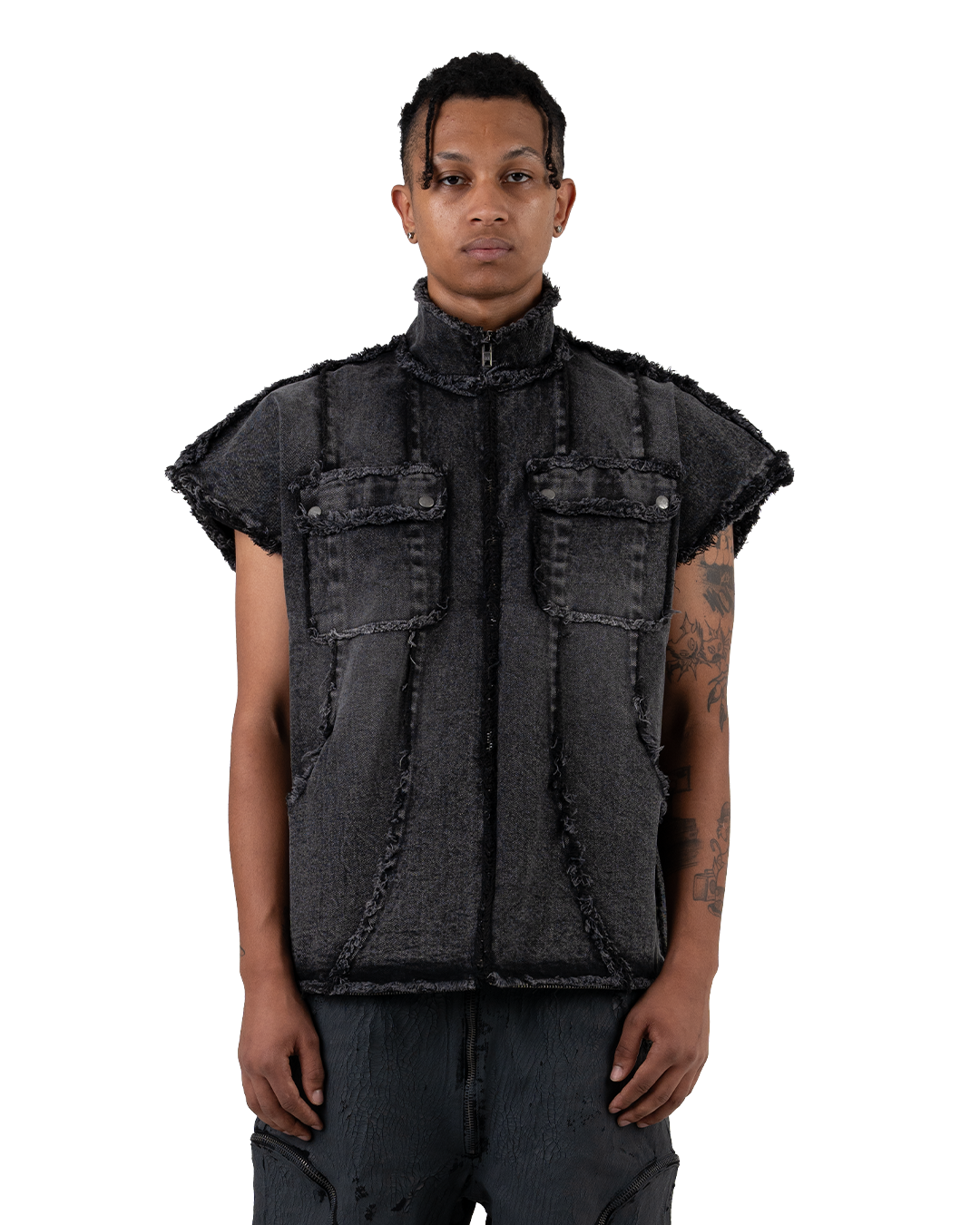 DISTRESSED DENIM VEST - XL (SAMPLE)