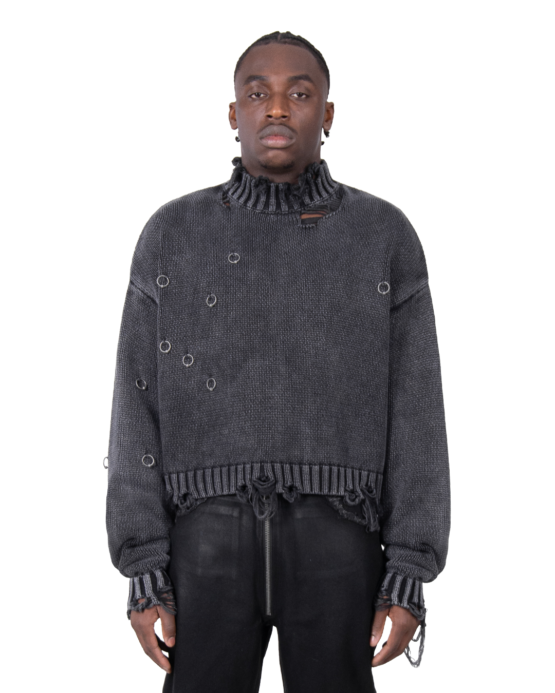 PIERCED KNIT SWEATER