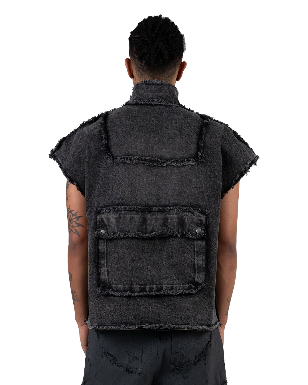 DISTRESSED DENIM VEST - S (SAMPLE)