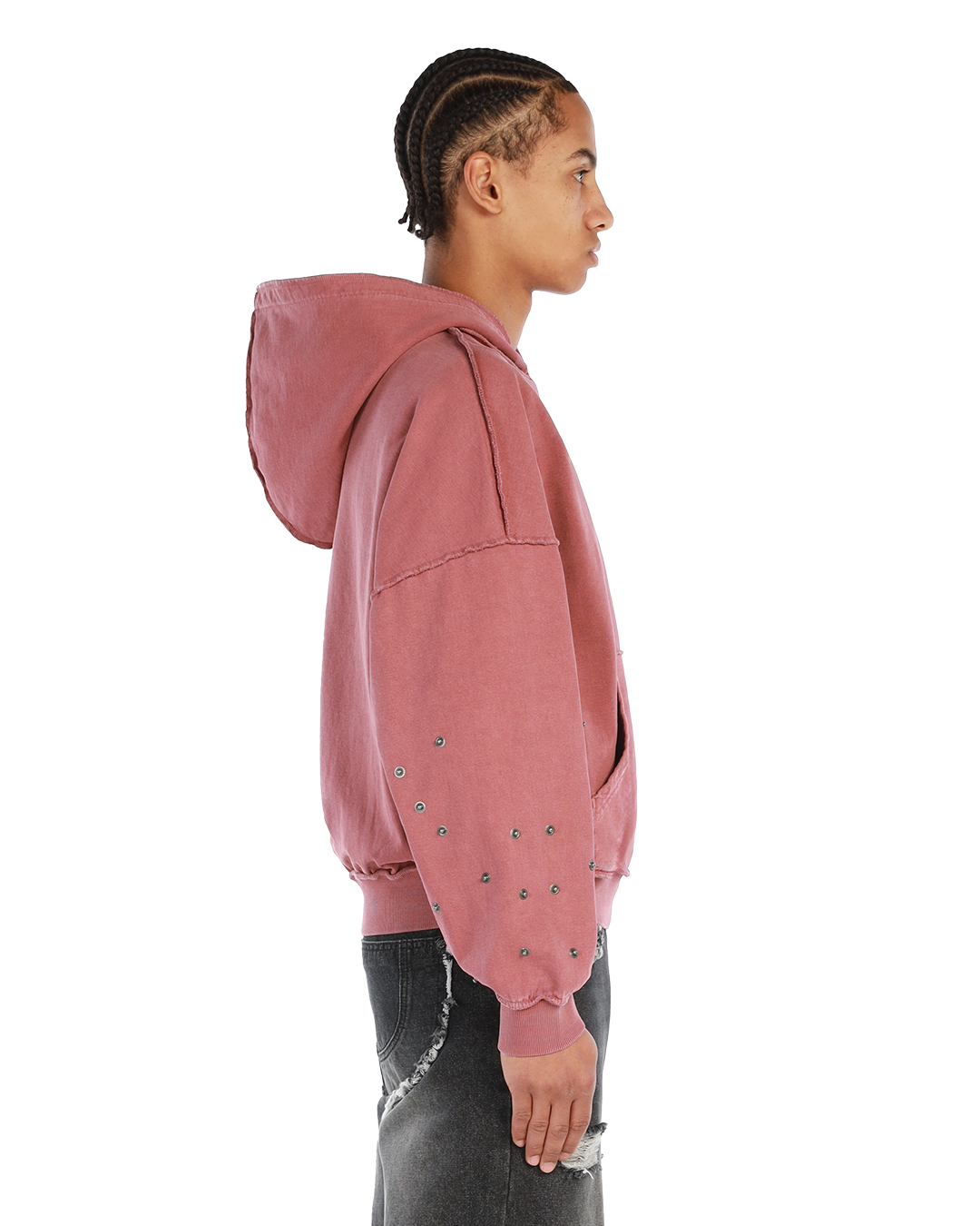 BUTTON HOODIE - RED