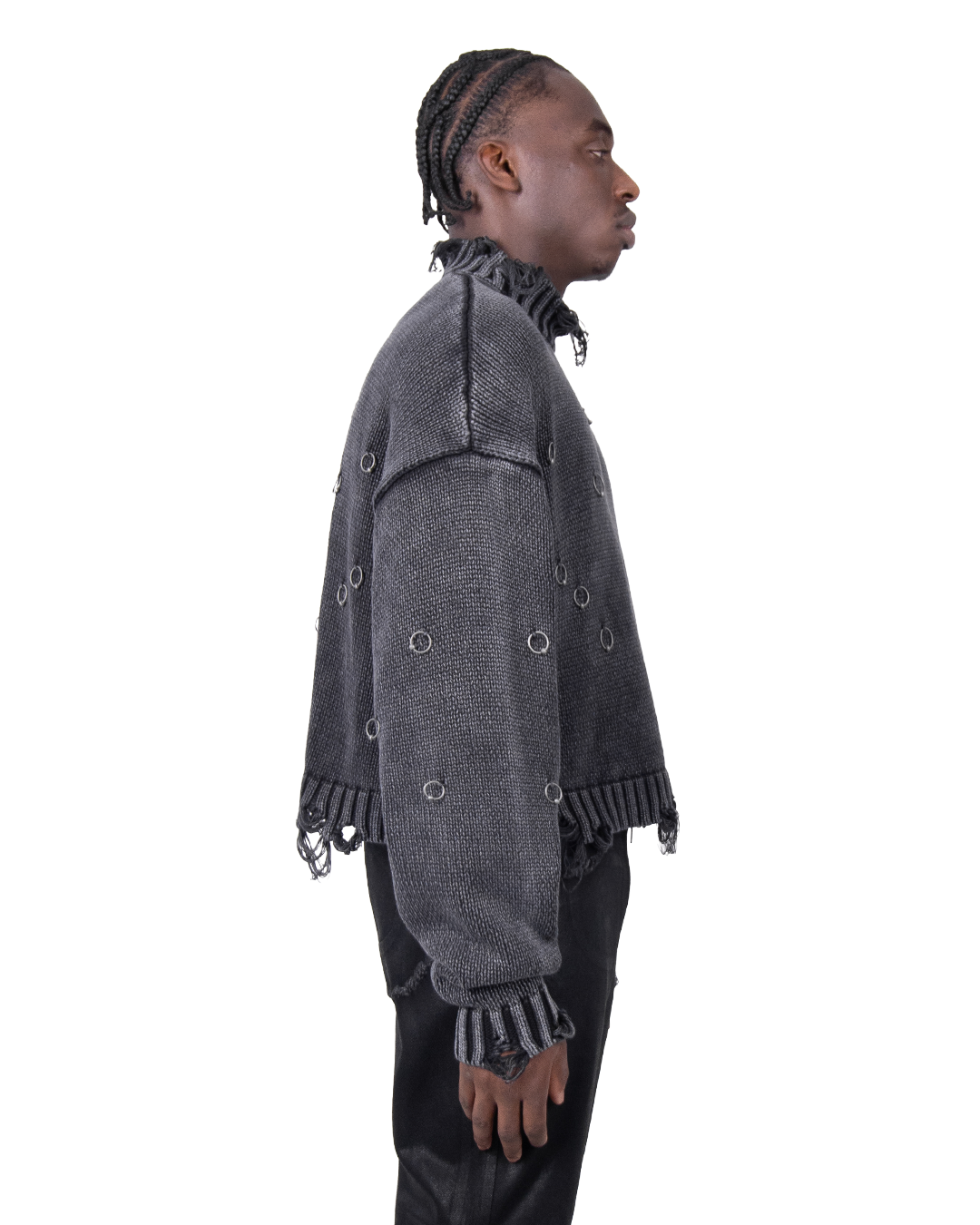 PIERCED KNIT SWEATER