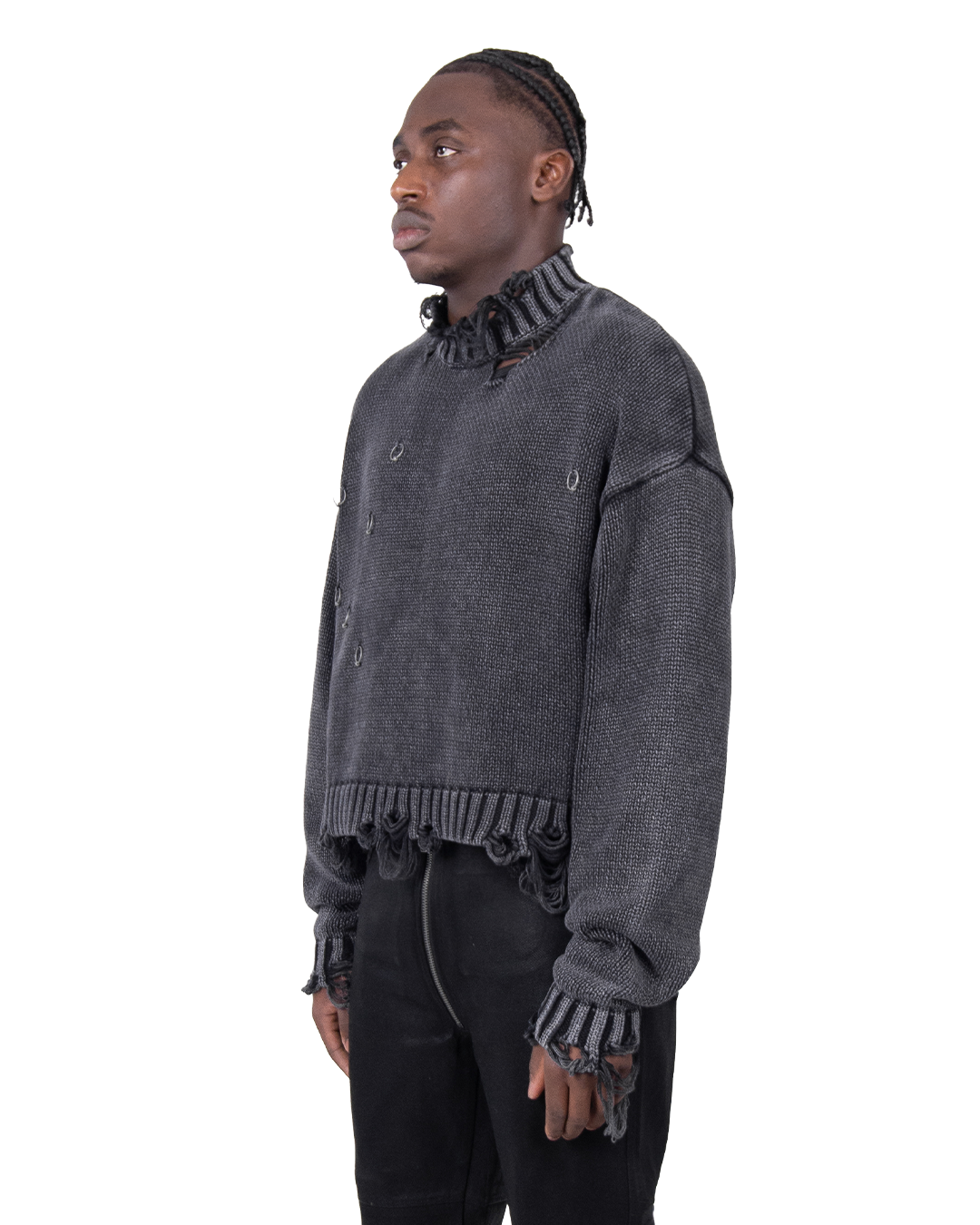 PIERCED KNIT SWEATER