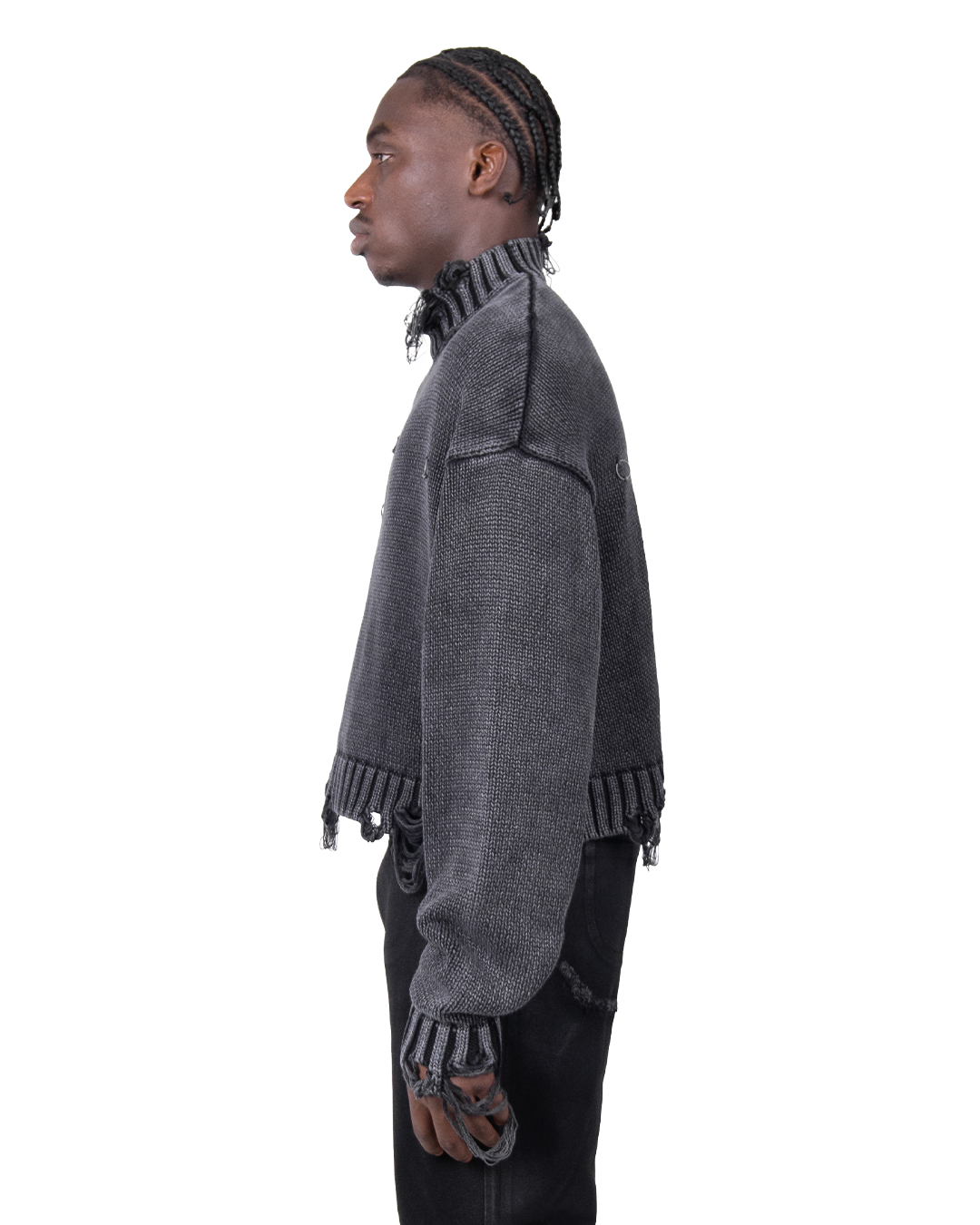 PIERCED KNIT SWEATER