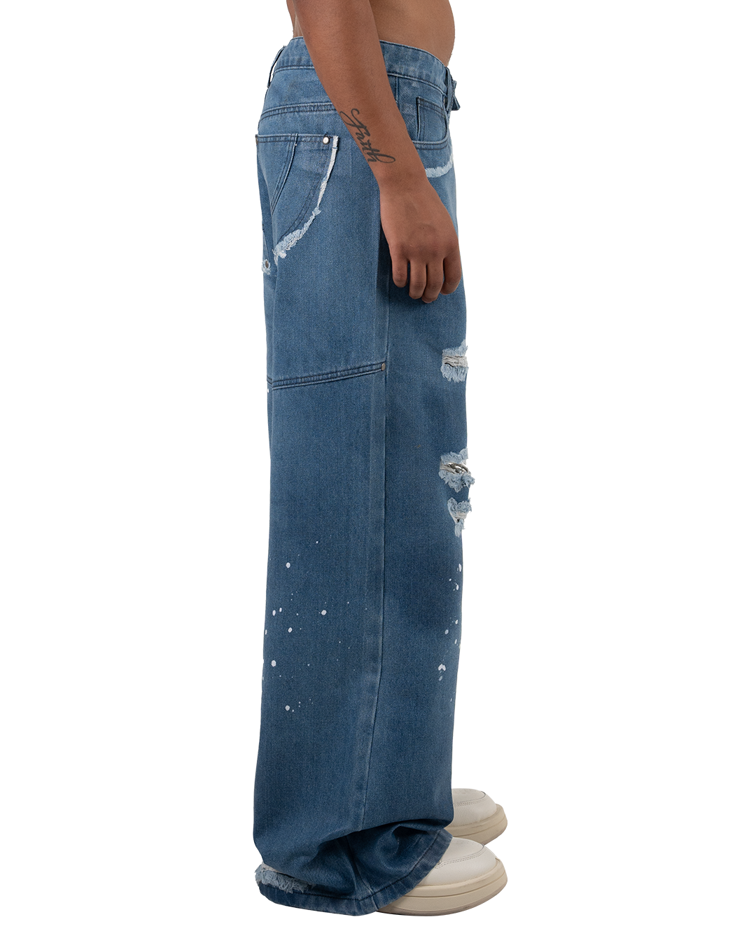 WAXED DENIM JEANS